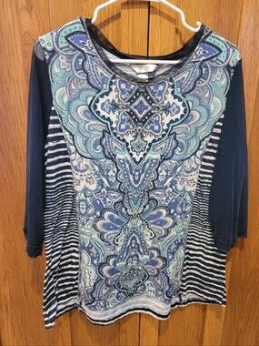 Cj Banks 1x Navy 3/4 Sleeve Top